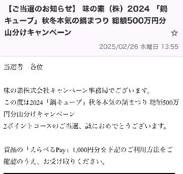 2ポイントコース　「えらべるPay」1,000円分