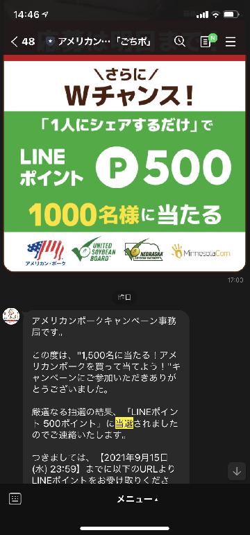 Wチャンス　LINEポイント　500P