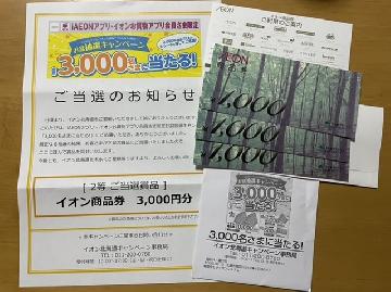 2等　イオン商品券　3,000円分