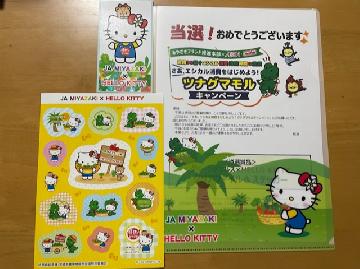 JA宮崎経済連オリジナル グリーンザウルス × ハローキティコラボグッズ（クリアファイル＆ステッカー）