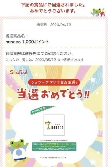 nanaco 1,000ポイント