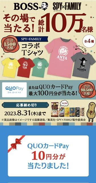 QUOカードpay10円分