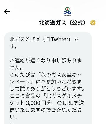 北ガスグルメチケット3,000円分